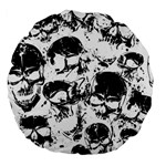 Halloween Grunge Skulls Large 18  Premium Flano Round Cushion 