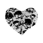 Halloween Grunge Skulls Standard 16  Premium Flano Heart Shape Cushion 