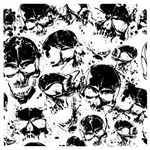 Halloween Grunge Skulls Wooden Puzzle Square