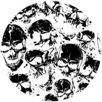 Halloween Grunge Skulls Wooden Puzzle Round