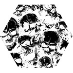 Halloween Grunge Skulls Wooden Puzzle Hexagon