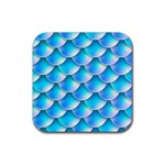 Mermaid Tail Blue Rubber Coaster (Square)