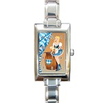 oktoberfest blonde beer girl Rectangle Italian Charm Watch