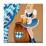 oktoberfest blonde beer girl Tile Coaster