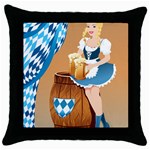 oktoberfest blonde beer girl Throw Pillow Case (Black)