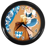 oktoberfest blonde beer girl Wall Clock (Black)