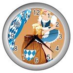 oktoberfest blonde beer girl Wall Clock (Silver)