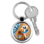 oktoberfest blonde beer girl Key Chain (Round)