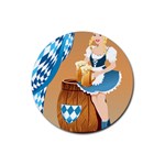 oktoberfest blonde beer girl Rubber Coaster (Round)