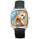 oktoberfest blonde beer girl Square Metal Watch