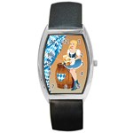 oktoberfest blonde beer girl Barrel Style Metal Watch