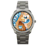 oktoberfest blonde beer girl Sport Metal Watch