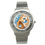 oktoberfest blonde beer girl Stainless Steel Watch