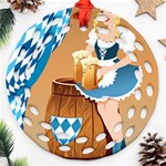 oktoberfest blonde beer girl Ornament (Round Filigree)