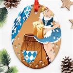 oktoberfest blonde beer girl Ornament (Oval Filigree)