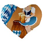 oktoberfest blonde beer girl Large 19  Premium Heart Shape Cushion