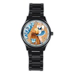 oktoberfest blonde beer girl Stainless Steel Round Watch