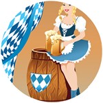 oktoberfest blonde beer girl Wooden Puzzle Round