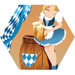 oktoberfest blonde beer girl Wooden Puzzle Hexagon