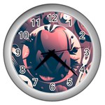 dark thanksgiving dinner Wall Clock (Silver)