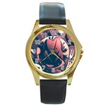 dark thanksgiving dinner Round Gold Metal Watch