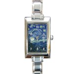 Vangogh Starry Night Ballance1 Rectangle Italian Charm Watch