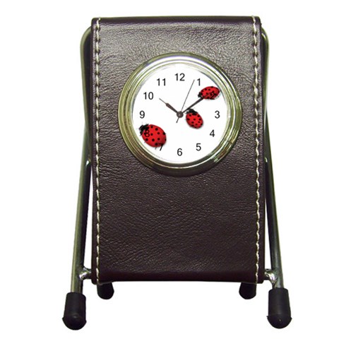 Ladybugs Pen Holder Desk Clock from ArtsNow.com Front