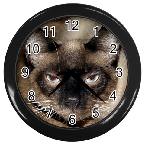 Siamese 1 Wall Clock (Black) from ArtsNow.com Front