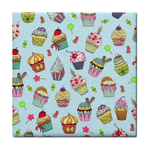 Cupcake Doodle Pattern Tile Coaster from ArtsNow.com Front