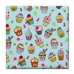 Cupcake Doodle Pattern Tile Coaster