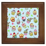 Cupcake Doodle Pattern Framed Tile