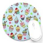 Cupcake Doodle Pattern Round Mousepads