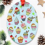 Cupcake Doodle Pattern Ornament (Oval)