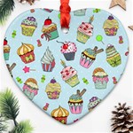 Cupcake Doodle Pattern Ornament (Heart)