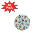 Cupcake Doodle Pattern 1  Mini Buttons (10 pack) 