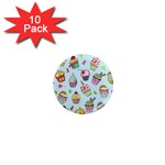 Cupcake Doodle Pattern 1  Mini Magnet (10 pack) 