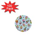 Cupcake Doodle Pattern 1  Mini Buttons (100 pack) 