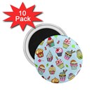 Cupcake Doodle Pattern 1.75  Magnets (10 pack) 