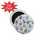 Cupcake Doodle Pattern 1.75  Magnets (100 pack) 