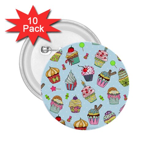 Cupcake Doodle Pattern 2.25  Buttons (10 pack)  from ArtsNow.com Front