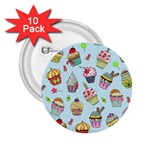 Cupcake Doodle Pattern 2.25  Buttons (10 pack) 