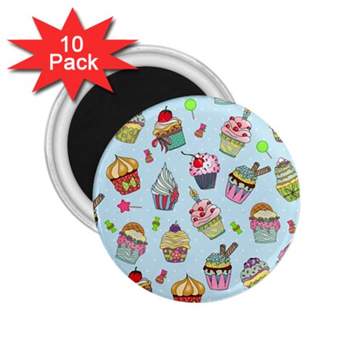 Cupcake Doodle Pattern 2.25  Magnets (10 pack)  from ArtsNow.com Front