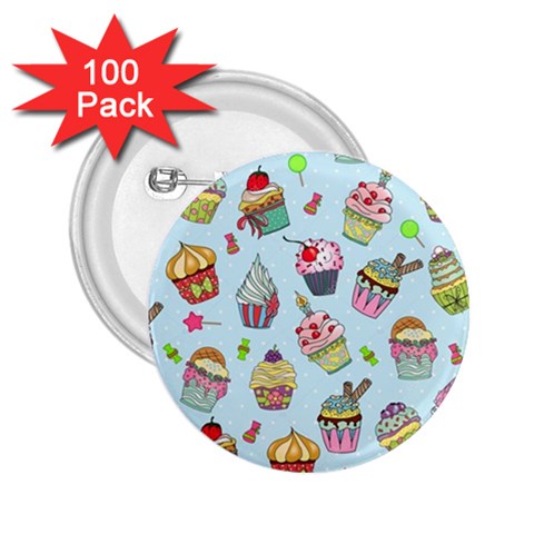 Cupcake Doodle Pattern 2.25  Buttons (100 pack)  from ArtsNow.com Front