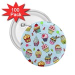 Cupcake Doodle Pattern 2.25  Buttons (100 pack) 