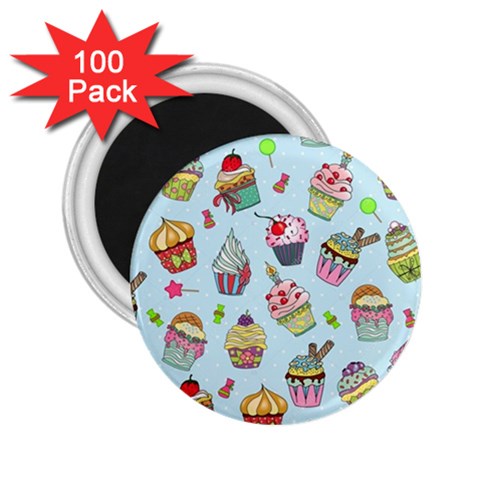 Cupcake Doodle Pattern 2.25  Magnets (100 pack)  from ArtsNow.com Front