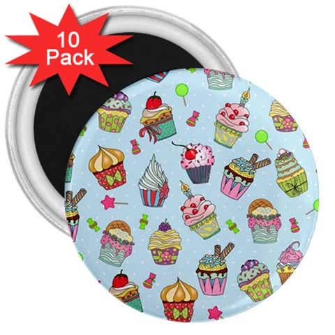 Cupcake Doodle Pattern 3  Magnets (10 pack)  from ArtsNow.com Front