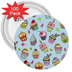 Cupcake Doodle Pattern 3  Buttons (100 pack) 