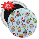 Cupcake Doodle Pattern 3  Magnets (100 pack)