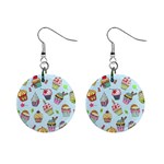 Cupcake Doodle Pattern Mini Button Earrings