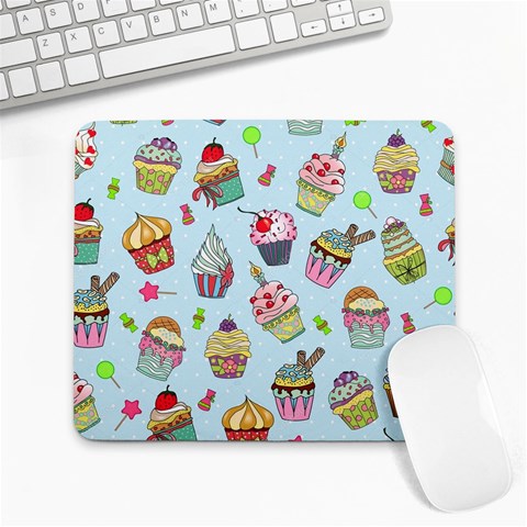 Cupcake Doodle Pattern Large Mousepads from ArtsNow.com Front